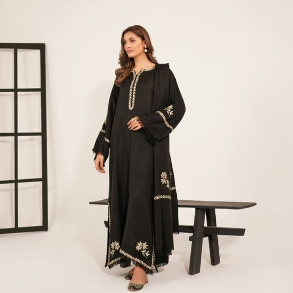 Black Marina Kaftan 2-Piece Stiched