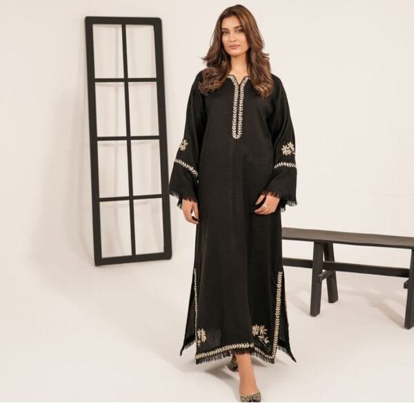 Black Marina Kaftan 2-Piece Stiched