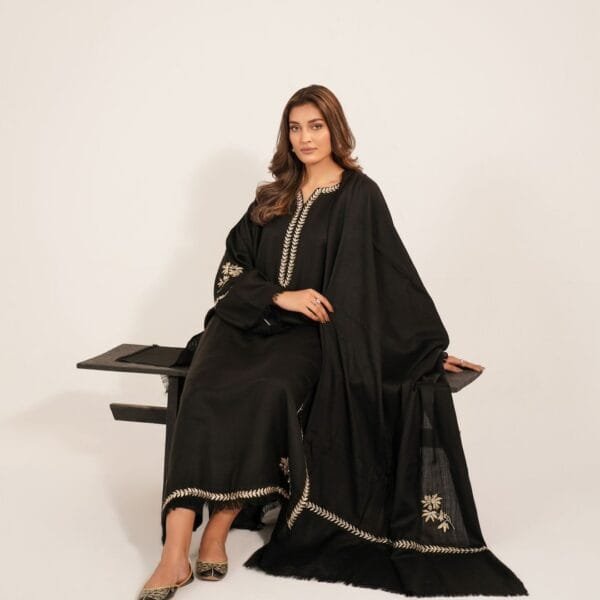 Black Marina Kaftan 2-Piece Stiched