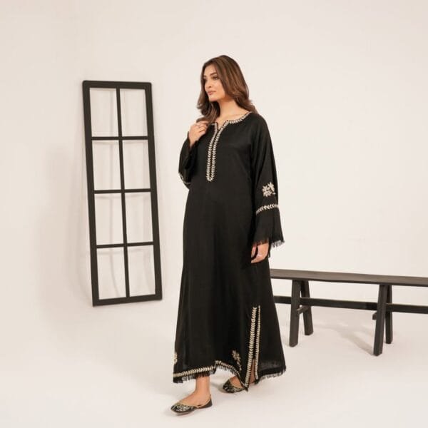 Black Marina Kaftan 2-Piece Stiched