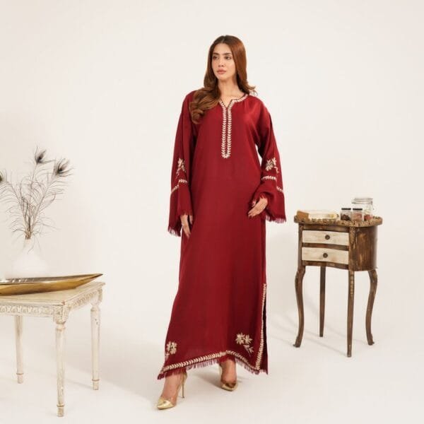 Mehroon Marina Kaftan 2-Piece Stiched